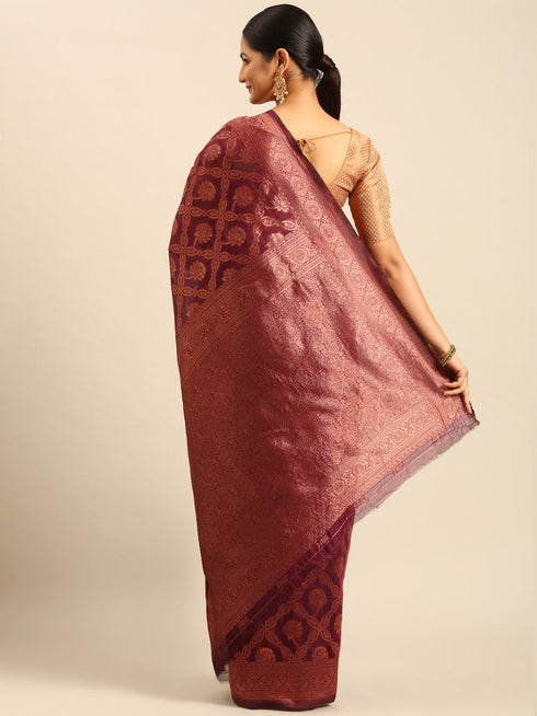 Deeva Sarees Wine Cotton Saree